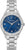 "Reloj de mujer con esfera azul, bisel de diamantes y pulsera de acero inoxidable plateado"