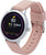 Smartwatch con caja redonda y correa de silicona rosa, pantalla de visualización