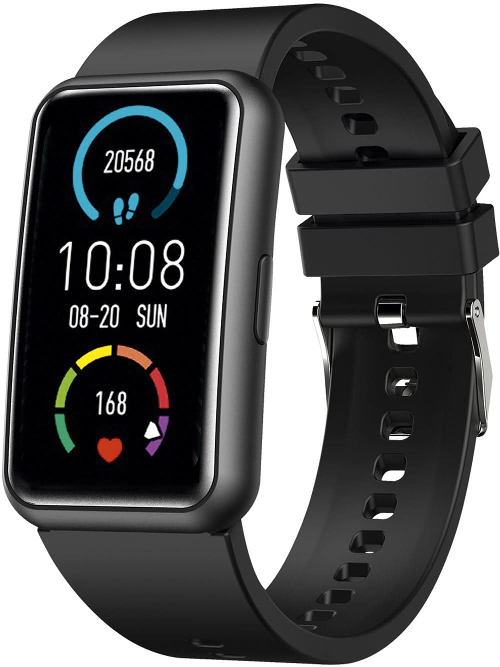Atlanta Smartwatch 9720 para mujer con correa de silicona negra y pantalla rectangular