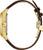 Vista lateral del reloj de hombre con caja dorada y correa de cuero marrón