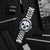 Pulsera de acero inoxidable para hombre, esfera azul y cronógrafo
