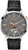 Reloj de hombre con correa de cuero negra, caja plateada y esfera gris