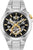 Reloj automático Bulova con correa de acero inoxidable plateada, esfera negra y diseño de corazón abierto