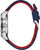 Reloj para hombre con correa de silicona azul y caja de acero inoxidable plateado, lateral
