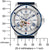 Reloj de hombre con caja plateada, esfera blanca y correa deportiva azul