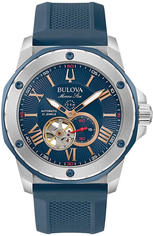 Reloj para hombre con correa de silicona azul y esfera azul, caja plateada