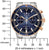 Reloj de hombre con esfera azul, subesferas de cronógrafo y manecillas de oro rosa