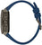 Pulsera de hombre de lado con corona y pulsadores, correa de silicona azul