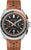 Reloj de hombre con correa de cuero marrón, esfera negra y cronógrafo