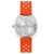 Fondo de caja de reloj Bulova para hombre con correa naranja y fondo de caja grabado