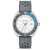 Reloj Bulova para hombre con esfera blanca, bisel azul y correa gris