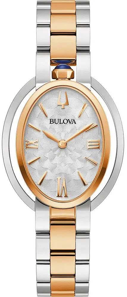 "Reloj de mujer con brazalete de metal plateado y dorado y esfera redonda con números romanos"