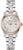 "Reloj de mujer con correa de acero inoxidable plateado y esfera beige, números romanos"