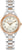 Reloj Bulova para mujer con brazalete de metal bicolor, esfera redonda beige y tres diamantes