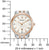 "Reloj de mujer con esfera de nácar y correa de metal bicolor, con regla"