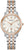 "Reloj de mujer con esfera de nácar, índices de diamantes y correa de metal bicolor"