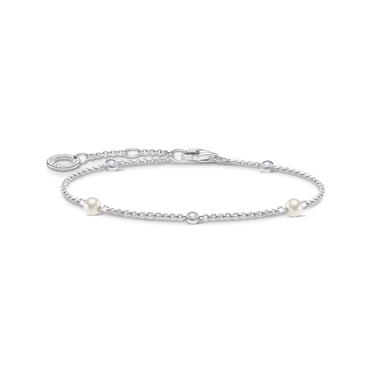 Pulsera de plata de ley 925 con perlas y pedrería, cierre ajustable