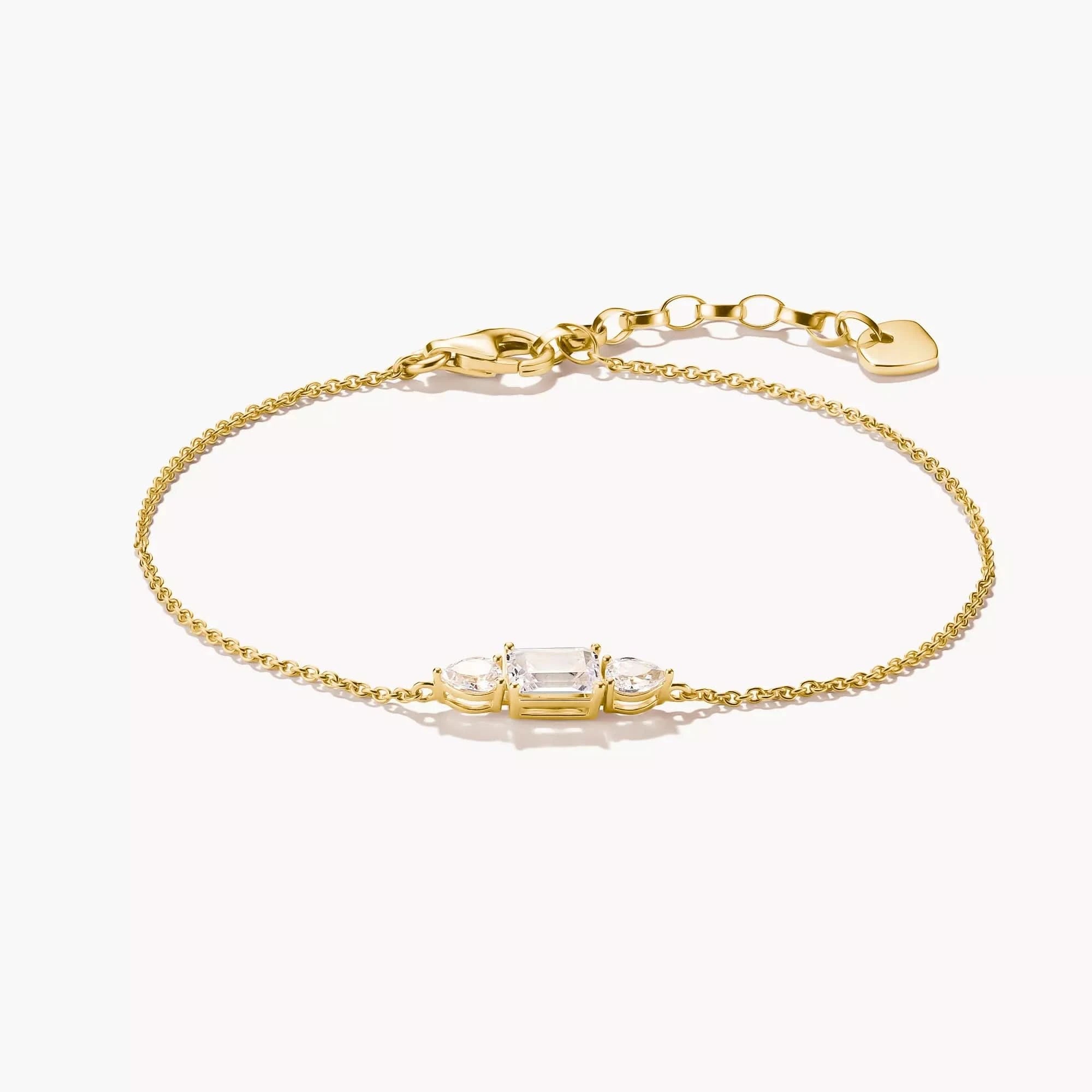 Pulsera dorada para mujer con circonitas y cierre