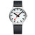 Mondaine Classic A660.30360.16SBBV Herrenuhr Schwarz • Veganes Traubenleder • Schweizer Quarzwerk