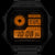 Herrenarmbanduhr mit digitalem Weltzeit-Display und orangefarbener Hintergrundbeleuchtung.