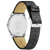 Fondo de reloj para hombre con correa de cuero negra, tapa de caja plateada y hebilla de pasador