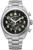 Citizen Herrenuhr mit silbernem Gehäuse, schwarzem Zifferblatt, goldenen Indexen und Chrono-Subdials
