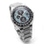 Pulsera de hombre, correa de acero inoxidable plateado, esfera redonda negra con contadores