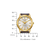 Reloj de hombre con caja dorada, esfera blanca, correa de cuero marrón; Eco-Drive