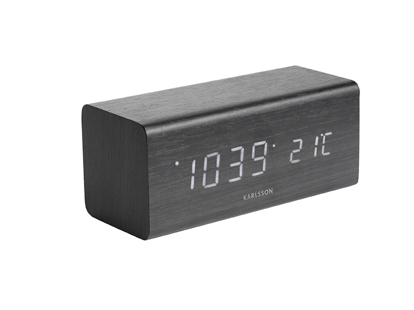 Karlsson LED-Wecker Block in Schwarz mit LED-Display für Uhrzeit, Datum und Temperatur