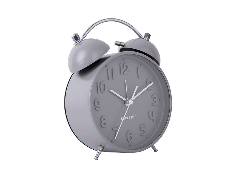 Karlsson Iconic KA5784GY Wecker Grau • Sweep-Uhrwerk • Klassisches Twin-Bell-Design
