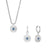 Conjunto de joyas de collar y pendientes: colgantes redondos de rayo de sol con piedra azul