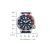 Reloj para hombre con correa azul, esfera azul y bisel rojo