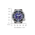 Reloj para hombre con esfera azul, bisel negro y correa de caucho negra.