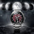 Reloj de hombre con correa de acero inoxidable y esfera negra con detalle de fases lunares