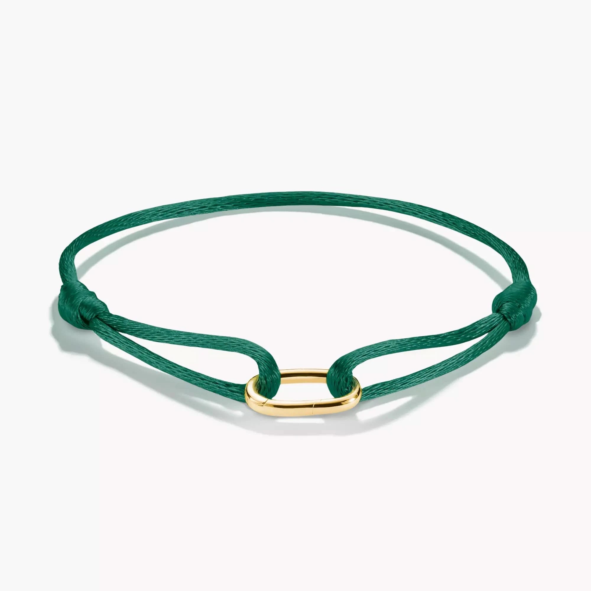 Pulsera textil verde con cierre Connect dorado