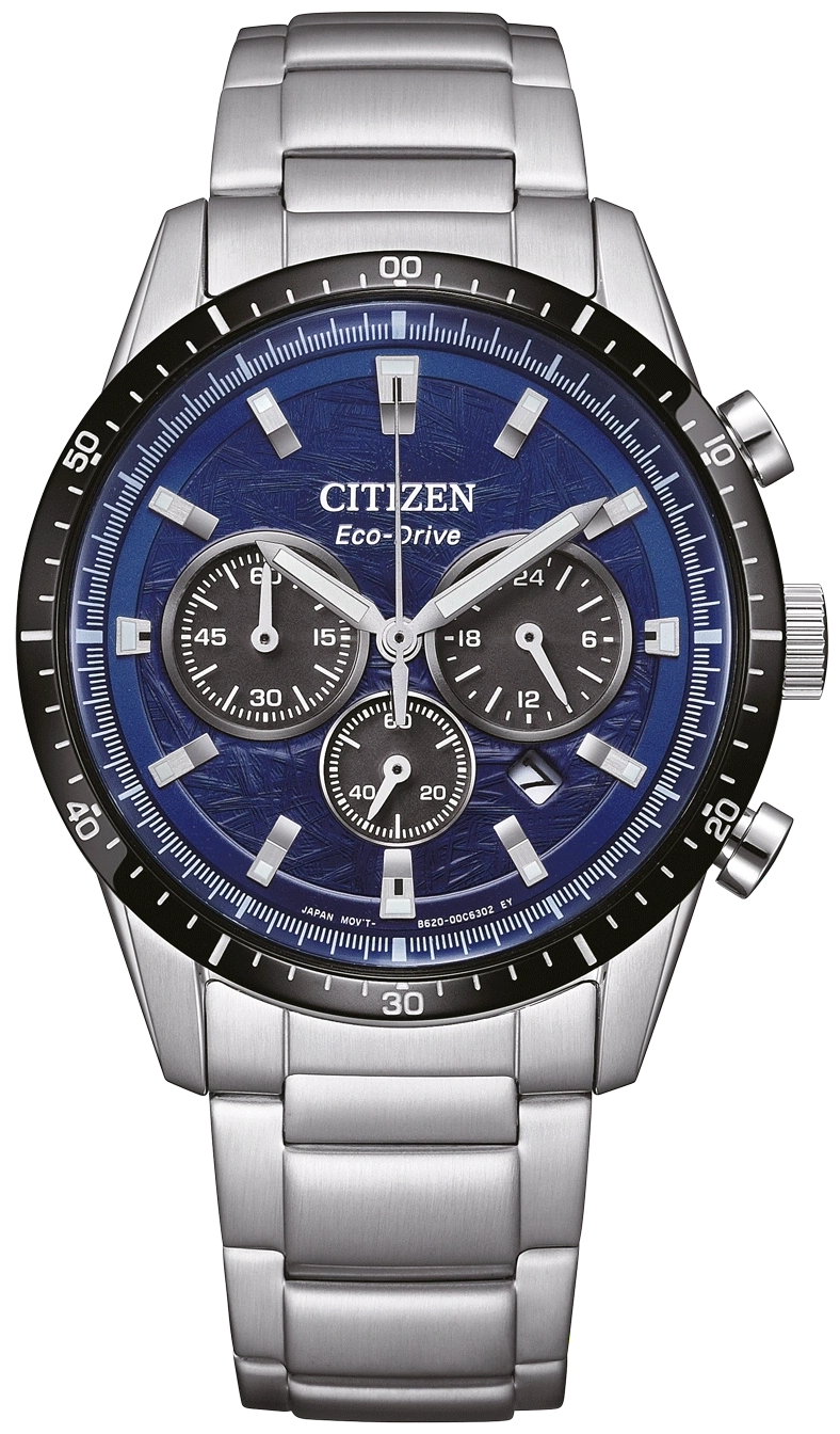 Reloj cronógrafo para hombre: esfera azul, pulsera de acero inoxidable plateado