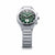 Reloj de titanio para hombre con esfera verde, subesferas de cronógrafo, bisel giratorio y correa de metal.