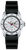 Reloj de mujer con correa negra, caja plateada y esfera blanca