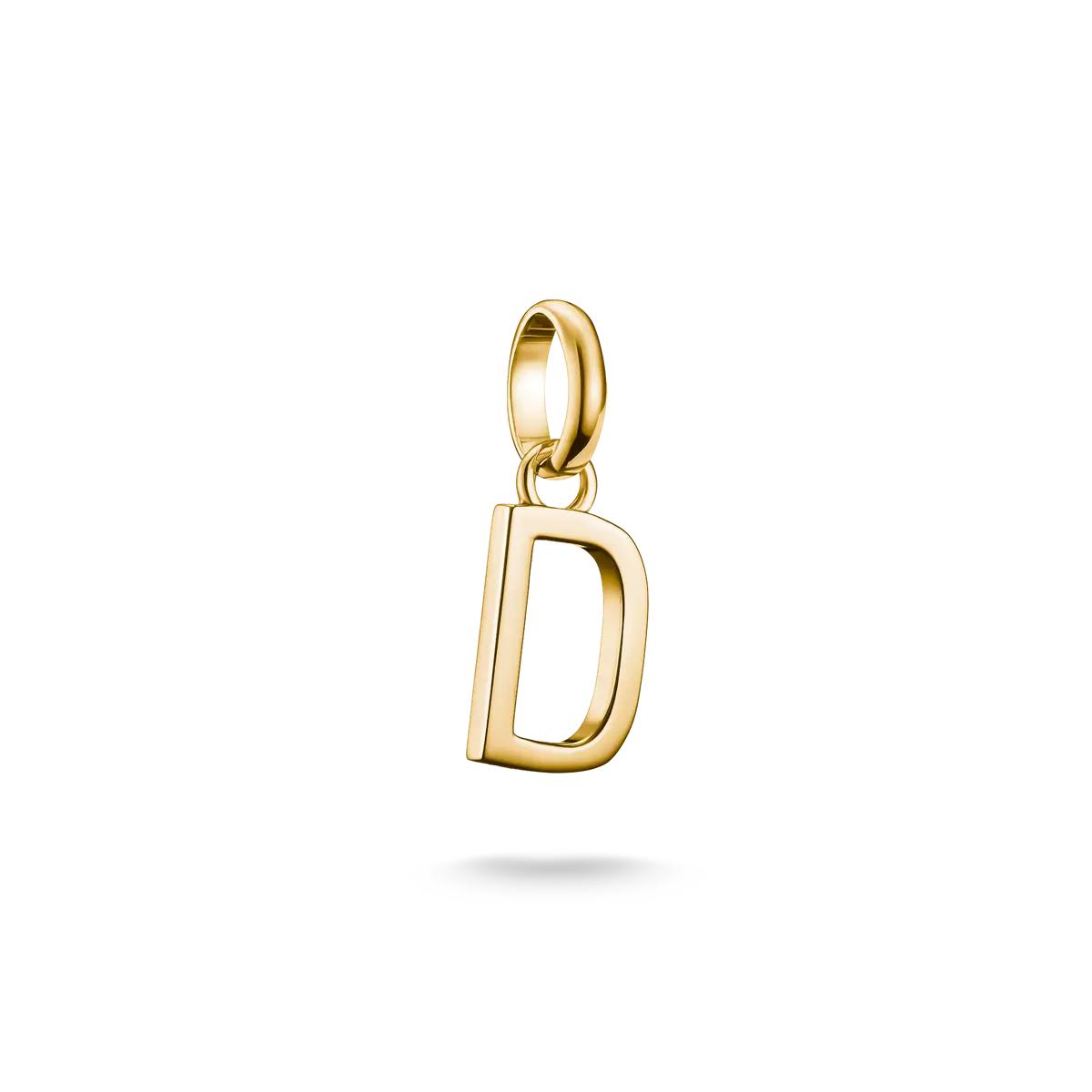 Colgante Charm dorado con letra D, forma de marco liso