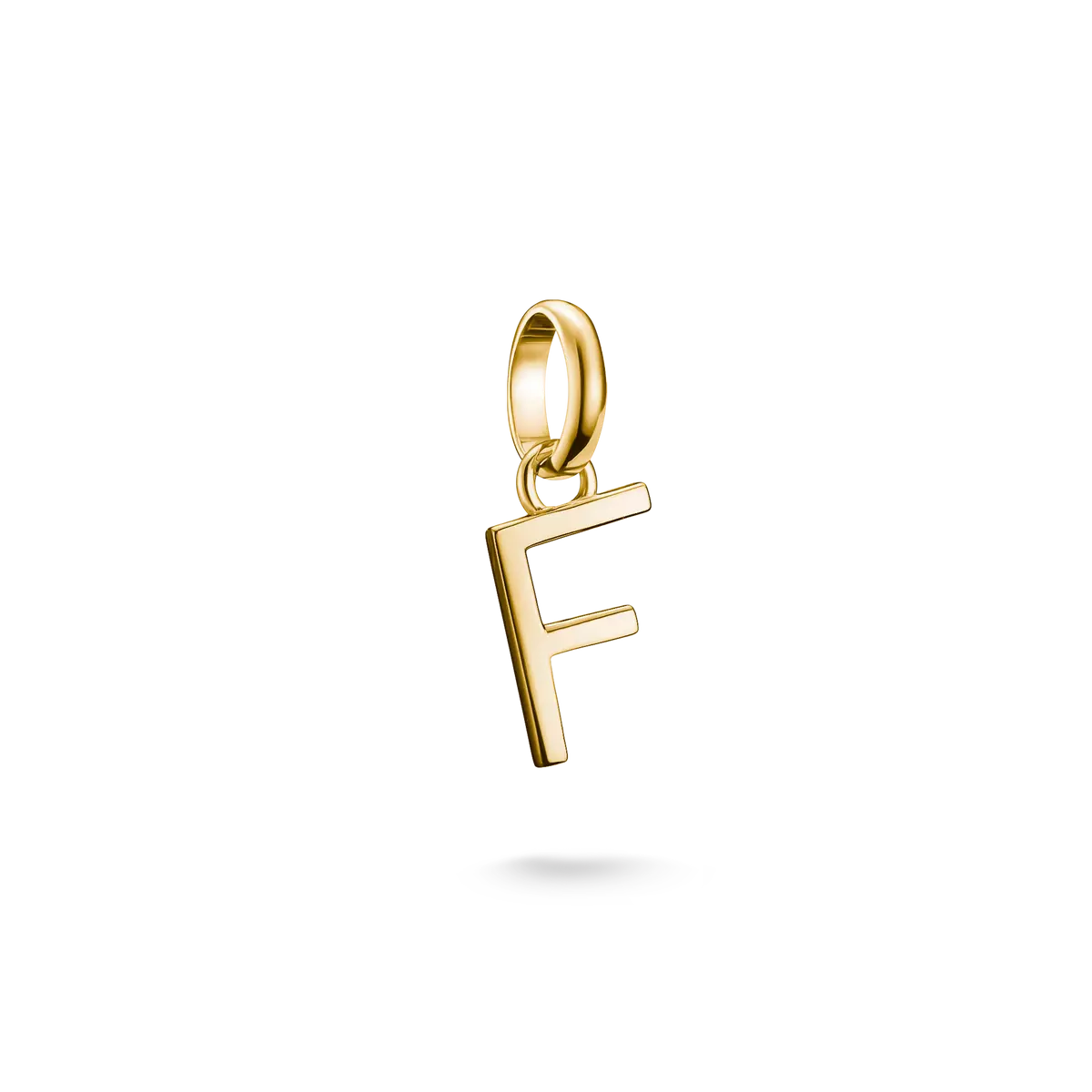 Charm colgante letra F chapada en oro con ojal de metal