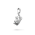 Colgante charm plateado con forma de corona, piedras blancas y ojal