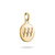 Colgante de bisutería en tono dorado con el número angelical 777 y tres piedras blancas