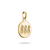 Colgante dorado con número ovalado 888 y tres gemas blancas