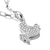 Colgante Charm de paloma de la paz en plata, adornado con pequeñas piedras preciosas blancas