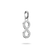 Colgante Charm de plata con símbolo de infinito, rodeado de piedras blancas.
