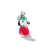 Charm Snoopy de plata de ley con ropa de invierno roja y bufanda verde, esmalte