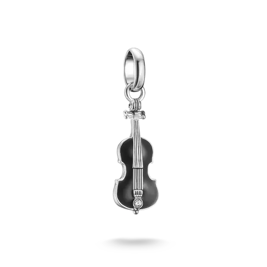 Charm colgante Connect de plata con motivo de violonchelo y detalle de circonita