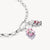 Charm de reno de plata 925 con ojo rojo y detalle rosa para pulsera de eslabones