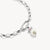 Colgante de charm de plata en cadena: perla, lazo y piedra rosa