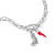 Collar de eslabones con charm colgante de plata y cuerno de la suerte rojo